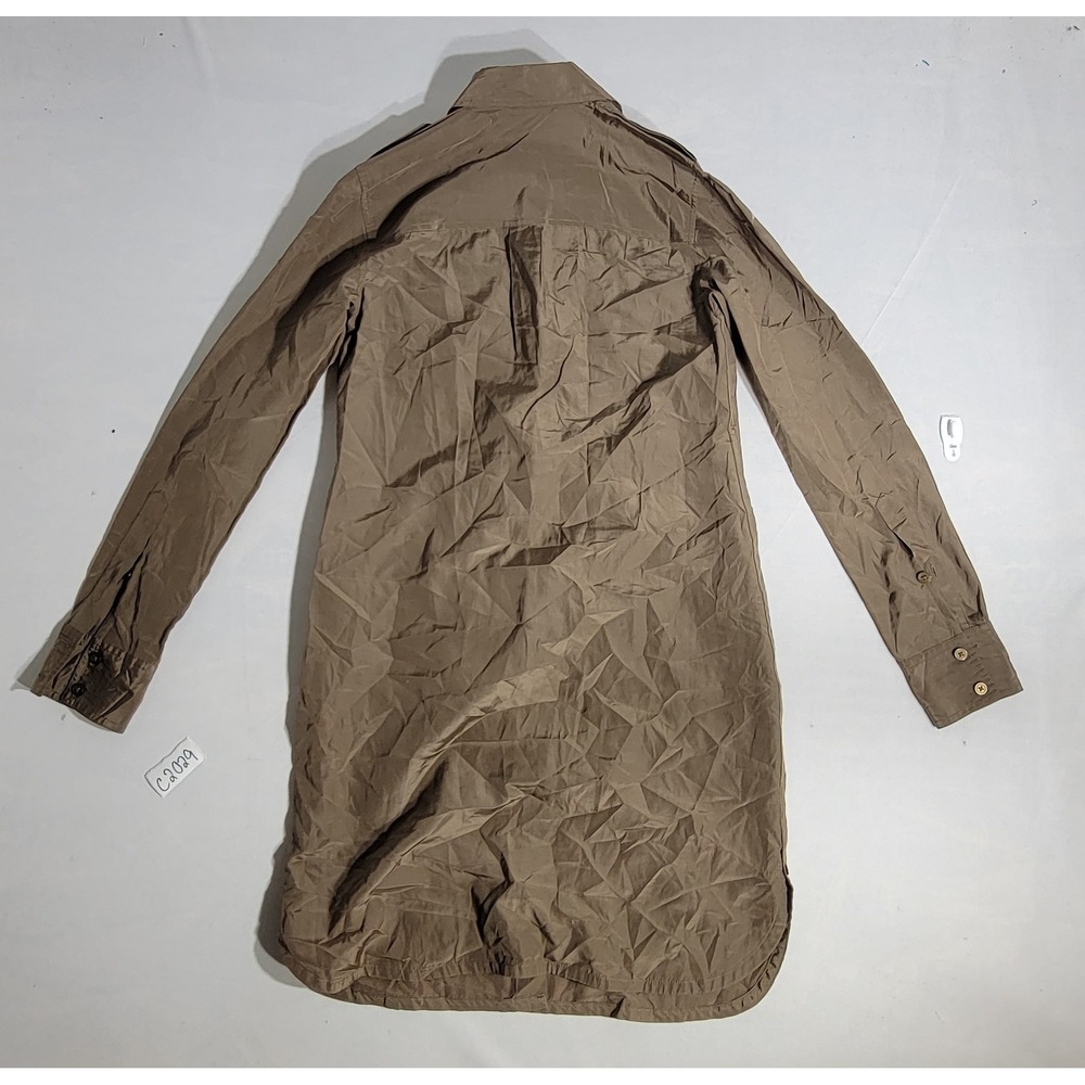 Gap Women Olive Green Military Utility Shirt Dress Long Sleeve Size 0 Epaulets - Picture 4 of 4